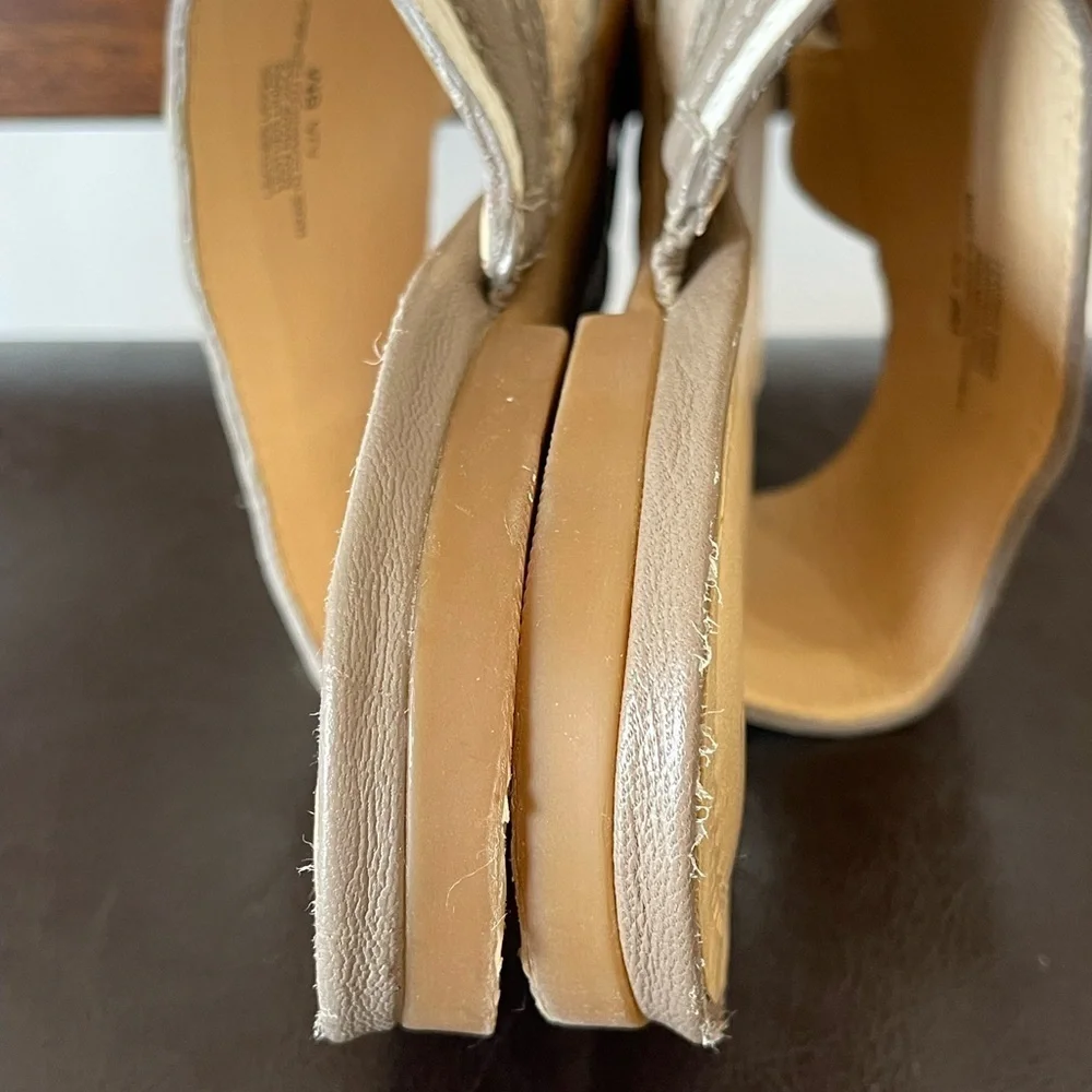 Nurture women's size 8 leather sandals neutral summer office casual slide on